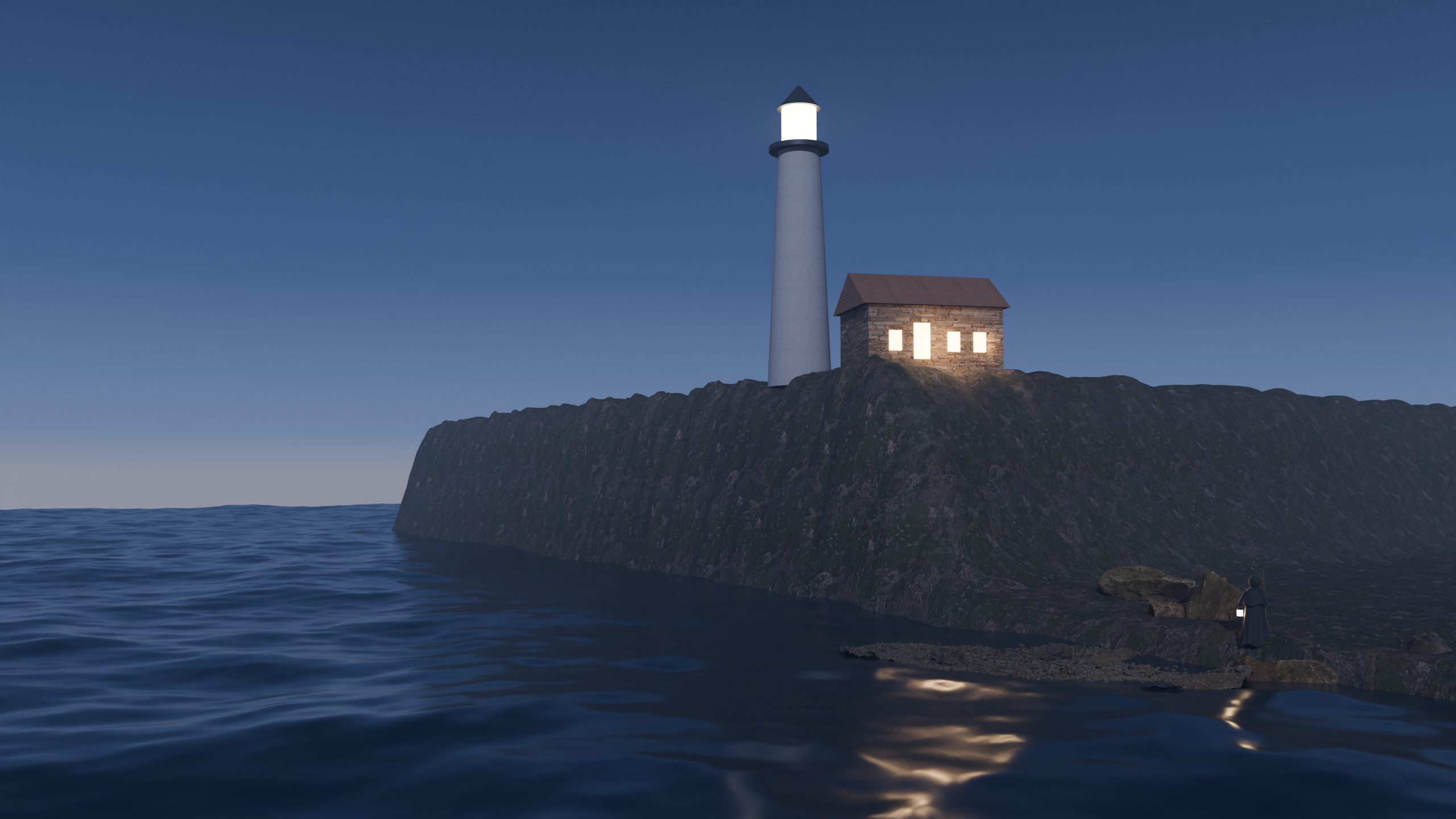 Escena de la estación IV · La Casa Hermosa, a la hora faro.